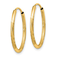Thumbnail for 14k 1.5mm Satin Diamond-cut Endless Hoop Earrings