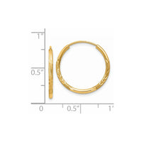 Thumbnail for 14k 1.5mm Satin Diamond-cut Endless Hoop Earrings