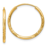 Thumbnail for 14k 1.5mm Satin Diamond-cut Endless Hoop Earrings