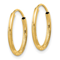Thumbnail for 14k 1.5mm Satin Diamond-cut Endless Hoop Earrings