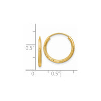 Thumbnail for 14k 1.5mm Satin Diamond-cut Endless Hoop Earrings