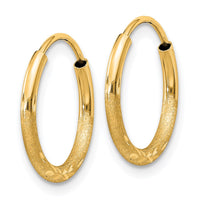 Thumbnail for 14k 1.5mm Satin Diamond-cut Endless Hoop Earrings