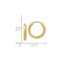 Thumbnail for 14k 2mm Satin Diamond-cut Endless Hoop Earrings