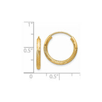 Thumbnail for 14k 2mm Satin Diamond-cut Endless Hoop Earrings