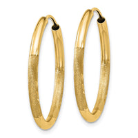 Thumbnail for 14k 2mm Satin Diamond-cut Endless Hoop Earrings