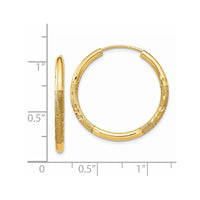 Thumbnail for 14k 2mm Satin Diamond-cut Endless Hoop Earrings