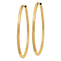Thumbnail for 14k 2mm Satin Diamond-cut Endless Hoop Earrings