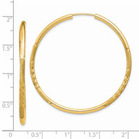Thumbnail for 14k 2mm Satin Diamond-cut Endless Hoop Earrings