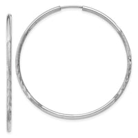 Thumbnail for 14k White Gold 1.5mm Diamond-cut Endless Hoop Earrings