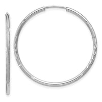 Thumbnail for 14k White Gold 1.5mm Diamond-cut Endless Hoop Earrings