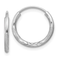 Thumbnail for 14k White Gold 1.5mm Diamond-cut Endless Hoop Earrings