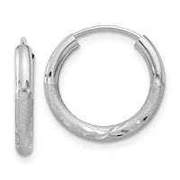 Thumbnail for 14k White Gold 2mm Diamond-cut Endless Hoop Earrings