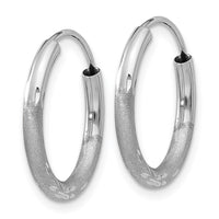 Thumbnail for 14k White Gold 2mm Diamond-cut Endless Hoop Earrings