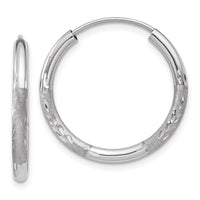 Thumbnail for 14k White Gold 2mm Diamond-cut Endless Hoop Earrings