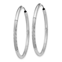 Thumbnail for 14k White Gold 2mm Diamond-cut Endless Hoop Earrings
