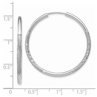 Thumbnail for 14k White Gold 2mm Diamond-cut Endless Hoop Earrings