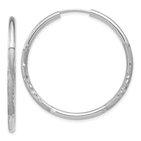 Thumbnail for 14k White Gold 2mm Diamond-cut Endless Hoop Earrings