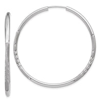 Thumbnail for 14k White Gold 2mm Diamond-cut Endless Hoop Earrings