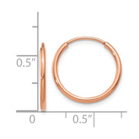 Thumbnail for 14k Rose Gold 1.2mm Polished Endless Hoop Earrings