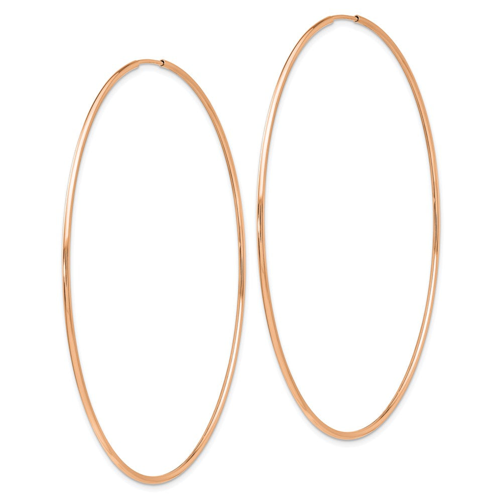 14k Rose Gold 1.2mm Polished Endless Hoop Earrings
