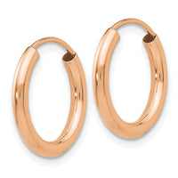 Thumbnail for 14k Rose Gold Polished Round Endless 2mm Hoop Earrings