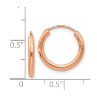 Thumbnail for 14k Rose Gold Polished Round Endless 2mm Hoop Earrings