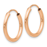 Thumbnail for 14k Rose Gold Polished Round Endless 2mm Hoop Earrings