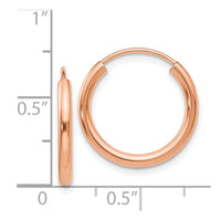 Thumbnail for 14k Rose Gold Polished Round Endless 2mm Hoop Earrings