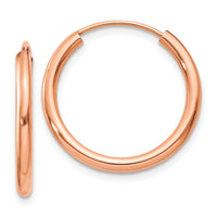 Thumbnail for 14k Rose Gold Polished Round Endless 2mm Hoop Earrings