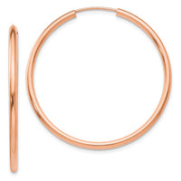 Thumbnail for 14k Rose Gold Polished Endless 2mm Hoop Earrings