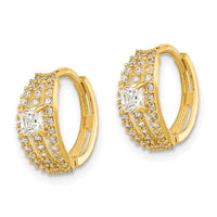 Thumbnail for 14K Polished Fancy CZ Hoop Earrings