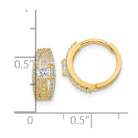Thumbnail for 14K Polished Fancy CZ Hoop Earrings