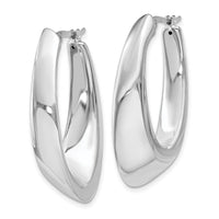 Thumbnail for 14k White Gold Tapered Slanted Oval Hoop Earrings