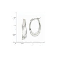 Thumbnail for 14k White Gold Tapered Slanted Oval Hoop Earrings