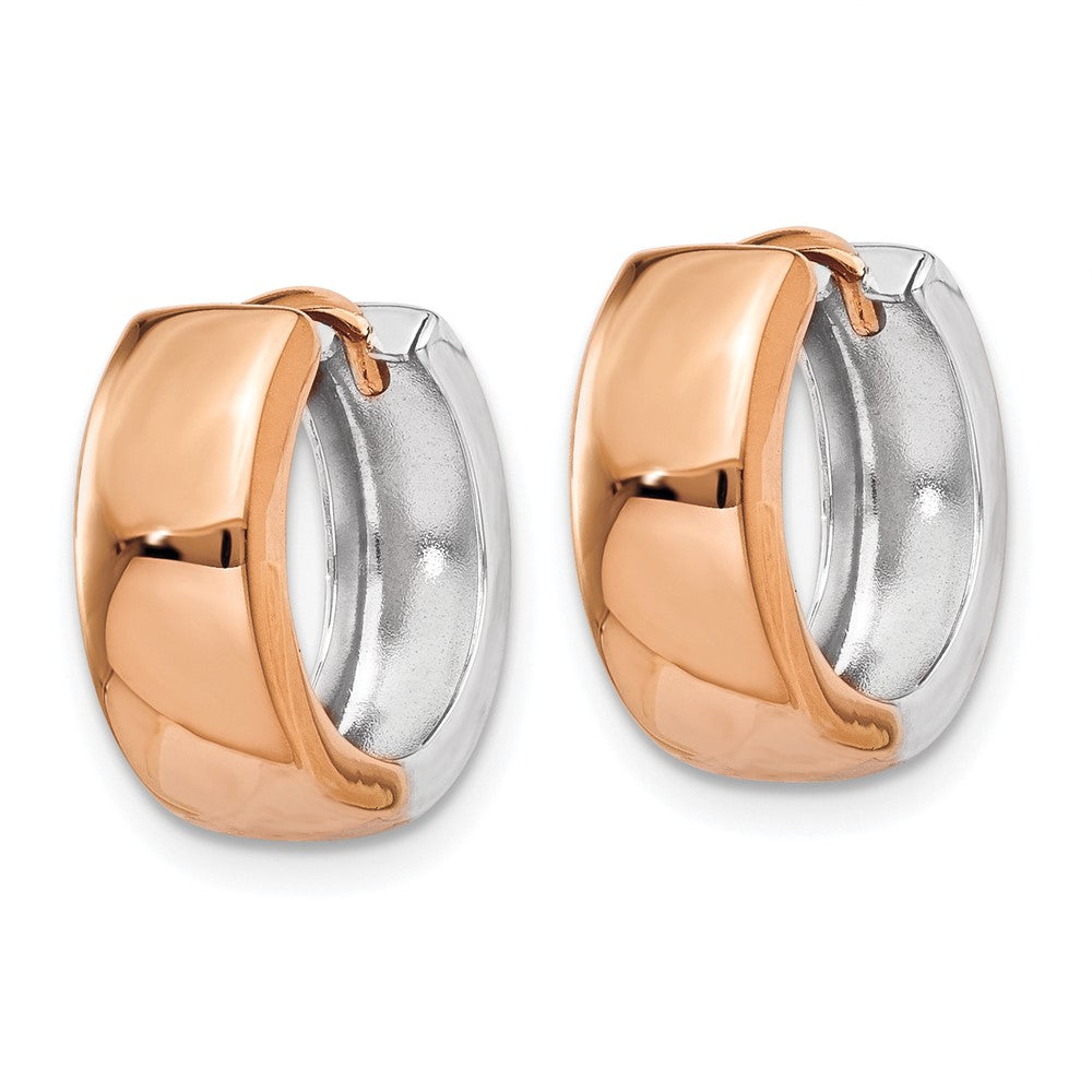 14k Two-tone Hinged Hoop Earrings