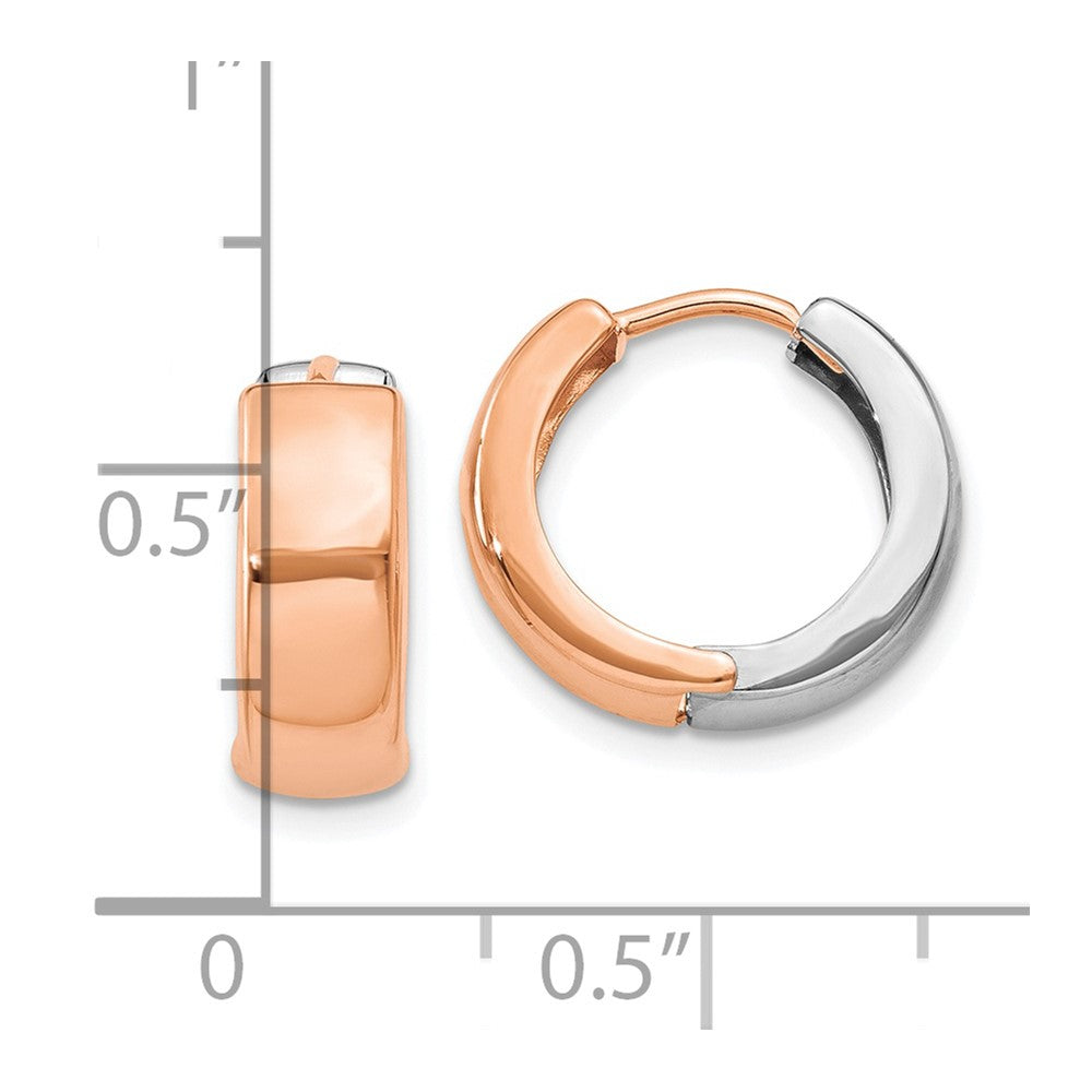 14k Two-tone Hinged Hoop Earrings