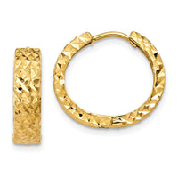 Thumbnail for 14k Diamond-cut Hinged Hoop Earrings