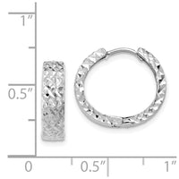 Thumbnail for 14k White Gold Diamond-cut Hinged Hoop Earrings