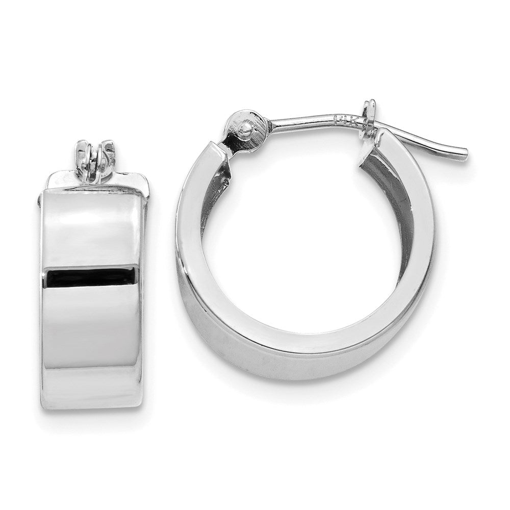 14k White Gold Polished 5mm Flat Hoops