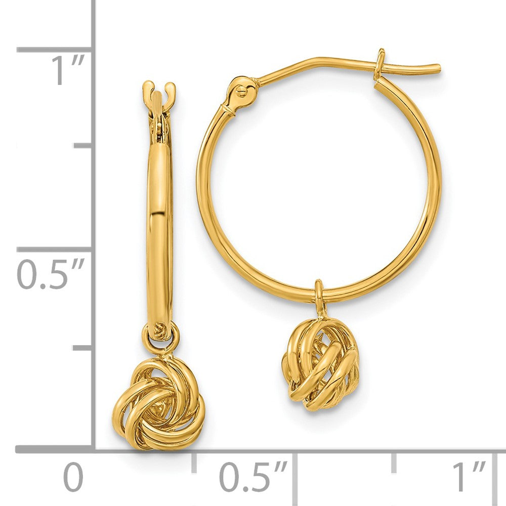 14k Polished Love Knot Dangle Hoops