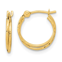 Thumbnail for 14k Diamond Cut Polished Double Hoops