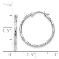 Thumbnail for 14k White Gold Polished Twisted Hoops