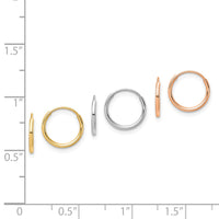 Thumbnail for 14K Tri Color 3-pair Hoop Earrings Set