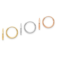 Thumbnail for 14K Tri Color 3-pair Hoop Earrings Set