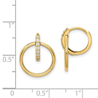 Thumbnail for 14K CZ Circle Dangle Hinged Hoop Earrings