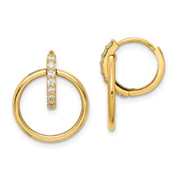 Thumbnail for 14K CZ Circle Dangle Hinged Hoop Earrings