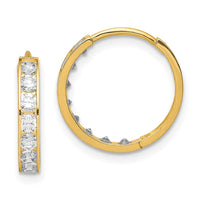 Thumbnail for 14K CZ Hinged Hoop Earrings