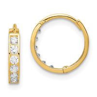 Thumbnail for 14K CZ Hinged Hoop Earrings