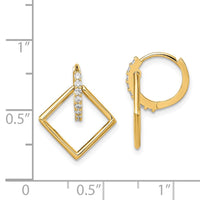 Thumbnail for 14K CZ Square Dangle Hinged Hoop Earrings