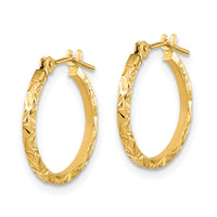 Thumbnail for 14K Polished Diamond Cut Texture Design Hoop Earrings